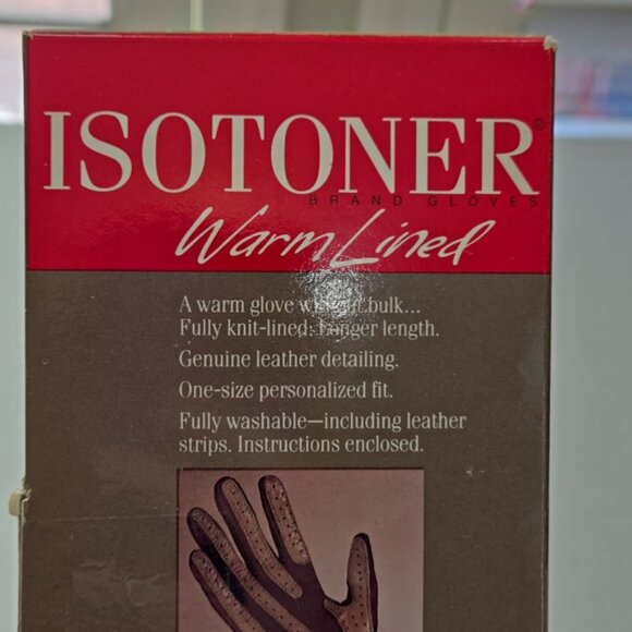 Isotoner Warm Lined Fully Knit Lined Longer Length Genuine Leather Detail - Picture 4 of 12